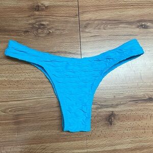 Aqua Blue Textured Brazilian Bikini Bottom